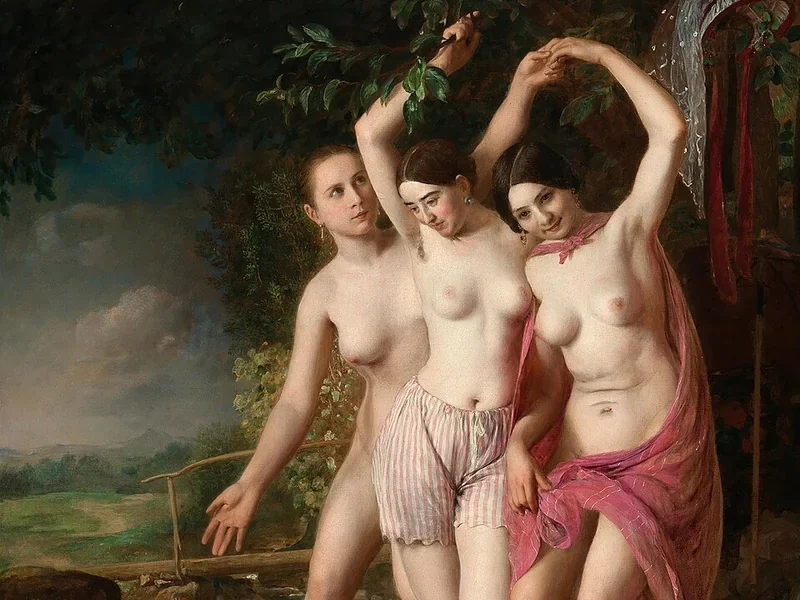 1813-Johann Baptist Reiter - Tre bagnanti